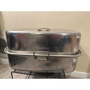 VTG MIRRO Aluminum Large Covered Roaster Roasting Pan #5365M  w/Rack Turkey USA